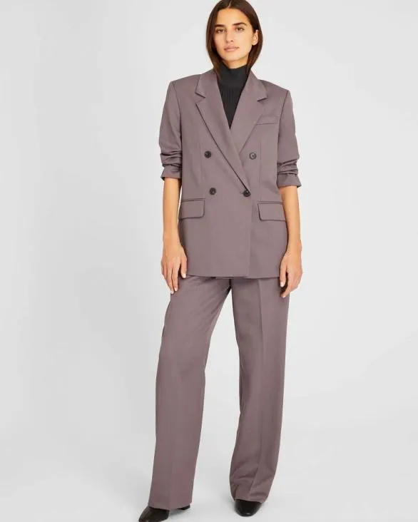 Club Monaco Blazers and Suiting Lightweight Wool Relaxed Double Breasted Blazer Dark Purple 8211 Women