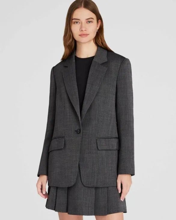 Club Monaco Blazers and Suiting Relaxed Wool Twill Blazer Charcoal 8211 Women