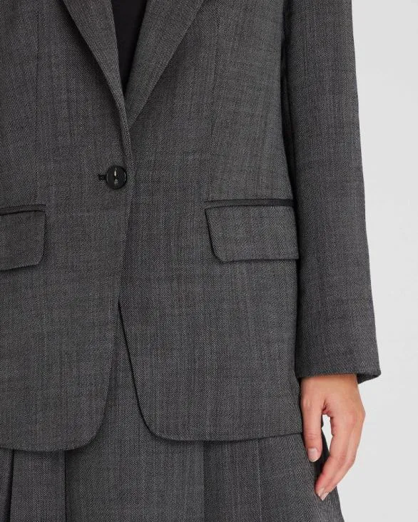 Club Monaco Blazers and Suiting Relaxed Wool Twill Blazer Charcoal 8211 Women