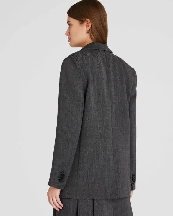 Club Monaco Blazers and Suiting Relaxed Wool Twill Blazer Charcoal 8211 Women