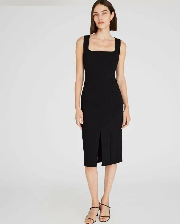 Club Monaco Dresses and Jumpsuits Fitted Crepe Midi Dress Black 8211 Women