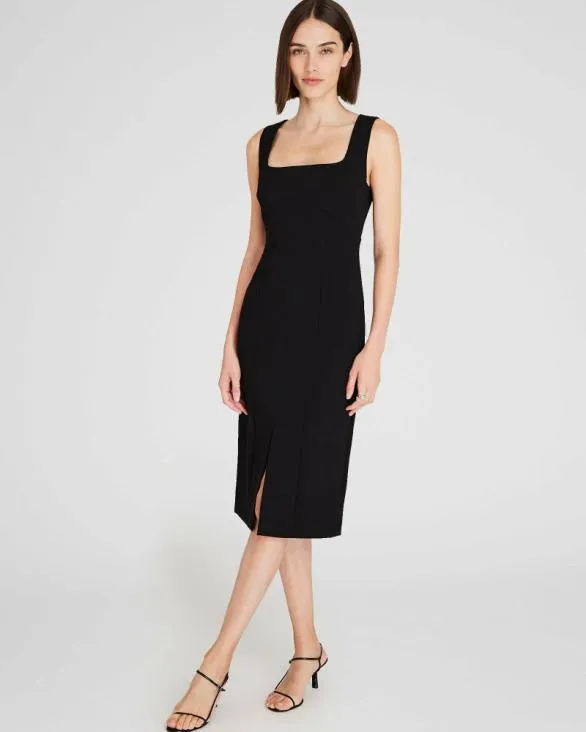 Club Monaco Dresses and Jumpsuits Fitted Crepe Midi Dress Black 8211 Women