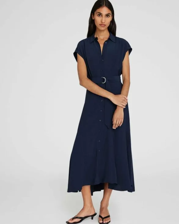 Club Monaco Dresses and Jumpsuits Handkerchief Hem Shirt Dress Navy 8211 Women