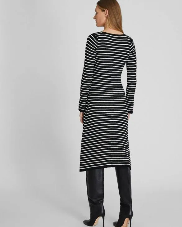 Club Monaco Dresses and Jumpsuits Midi Striped Sweater Dress Whiteblack 8211 Women