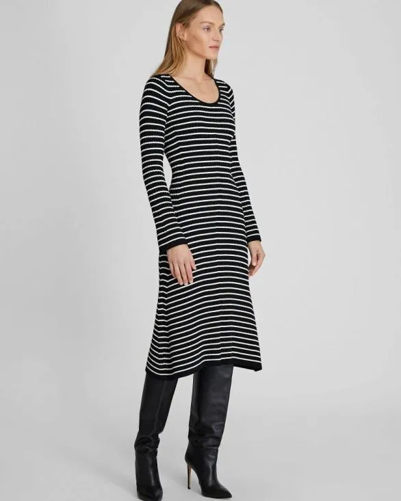 Club Monaco Dresses and Jumpsuits Midi Striped Sweater Dress Whiteblack 8211 Women