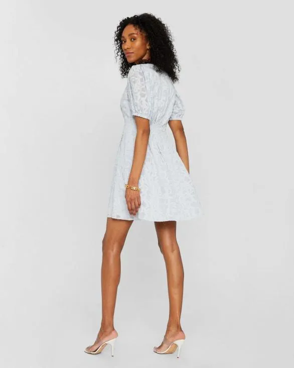Club Monaco Dresses and Jumpsuits Textured Puff Sleeve VNeck Dress Blue 8211 Women