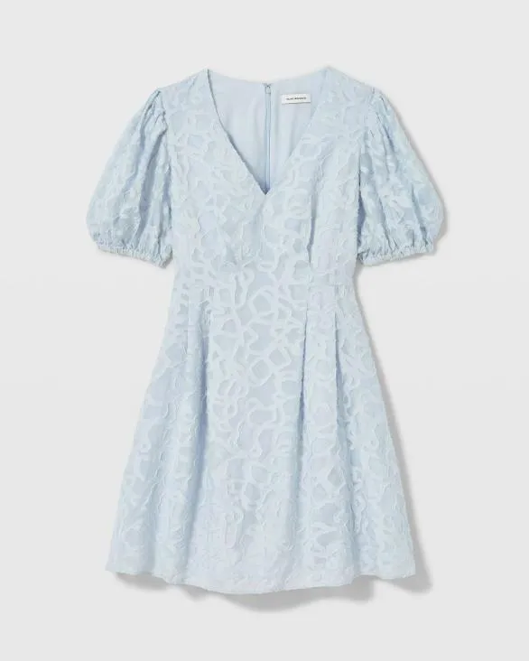 Club Monaco Dresses and Jumpsuits Textured Puff Sleeve VNeck Dress Blue 8211 Women