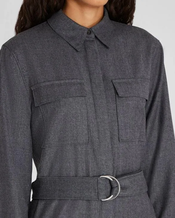 Club Monaco Dresses and Jumpsuits Wool Flannel Midi Shirt Dress Dark Grey Mix 8211 Women