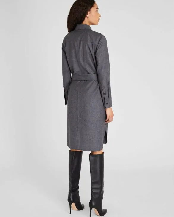 Club Monaco Dresses and Jumpsuits Wool Flannel Midi Shirt Dress Dark Grey Mix 8211 Women