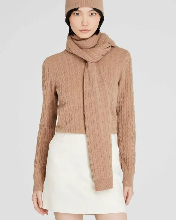 Club Monaco Hats Scarves and Gloves MiniCable Cashmere Scarf Camel 8211 Women