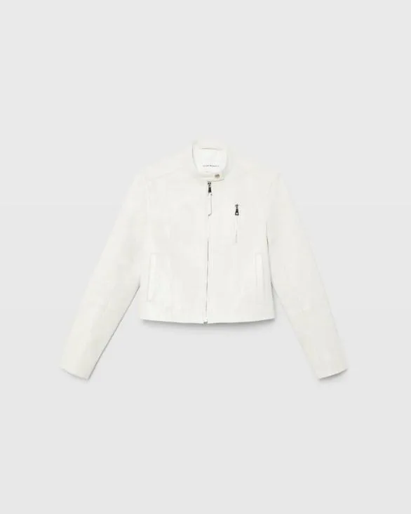 Club Monaco Jackets and Coats Band Collar Cropped Leather Jacket Off White 8211 Women