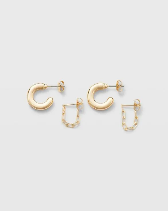 Club Monaco Jewelry Paperclip Hoop Set Gold 8211 Women