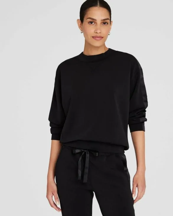 Club Monaco Loungewear Satin Stripe Sweatshirt Black 8211 Women