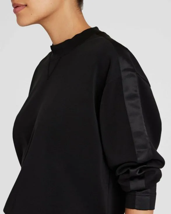 Club Monaco Loungewear Satin Stripe Sweatshirt Black 8211 Women