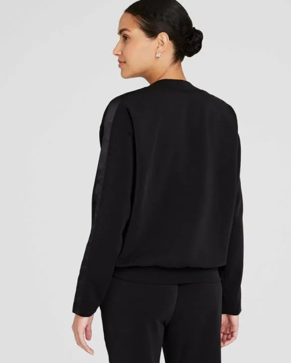 Club Monaco Loungewear Satin Stripe Sweatshirt Black 8211 Women