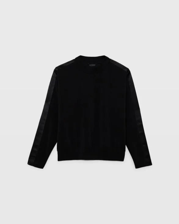 Club Monaco Loungewear Satin Stripe Sweatshirt Black 8211 Women