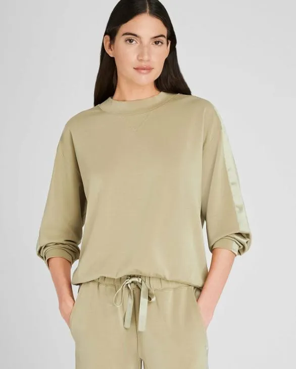 Club Monaco Loungewear Satin Stripe Sweatshirt Thyme 8211 Women