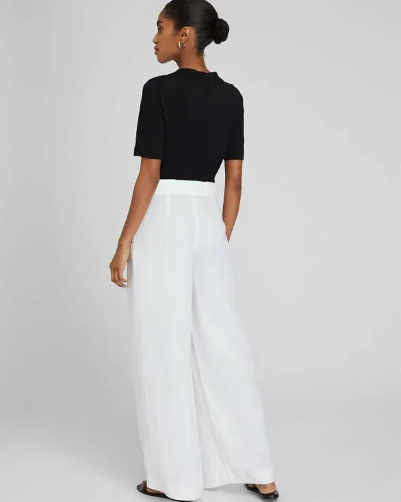 Club Monaco Pants Wide Leg Linen Blend Trouser Off White 8211 Women