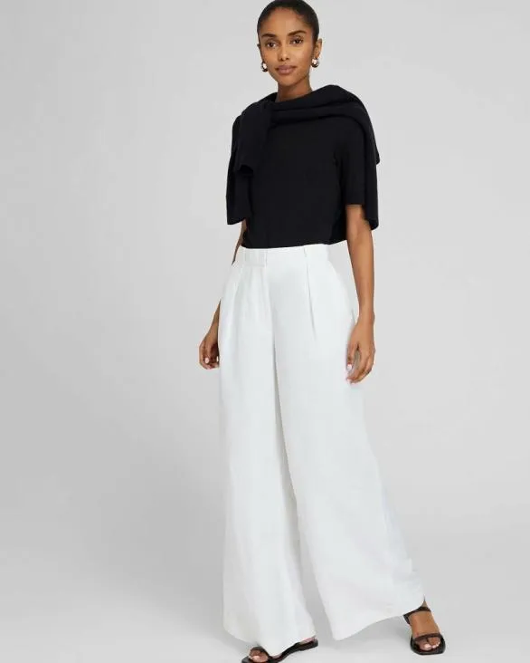 Club Monaco Pants Wide Leg Linen Blend Trouser Off White 8211 Women