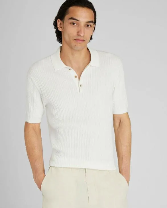 Club Monaco Polos ShortSleeve Cable Polo White 8211 Men