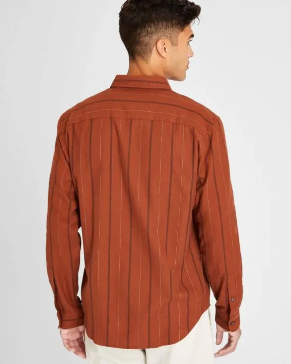 Club Monaco Shirts LongSleeve Stripe Flannel Shirt Burnt Orange 8211 Men