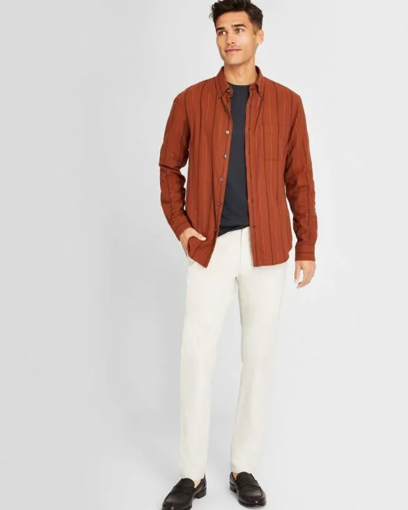 Club Monaco Shirts LongSleeve Stripe Flannel Shirt Burnt Orange 8211 Men