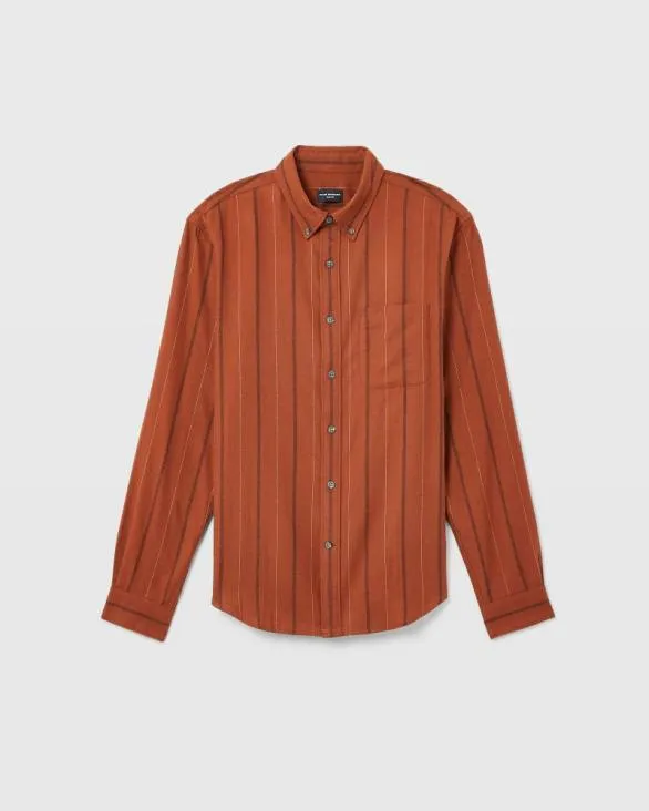 Club Monaco Shirts LongSleeve Stripe Flannel Shirt Burnt Orange 8211 Men
