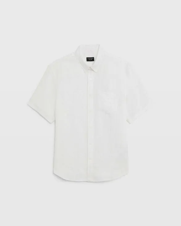 Club Monaco Shirts Short Sleeve Slim Linen Shirt White 8211 Men