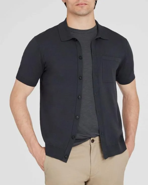 Club Monaco Shirts ShortSleeve Tech ButtonDown Shirt Black Charcoal 8211 Men