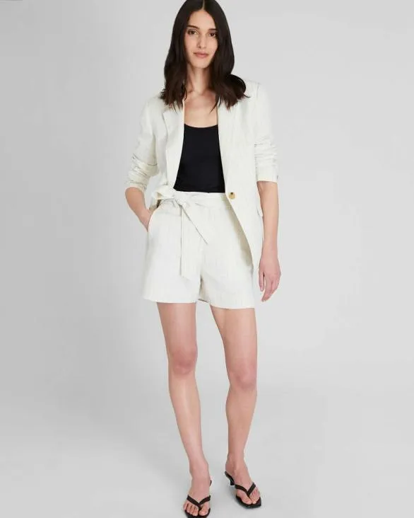 Club Monaco Shorts Pinstripe Linen Blend Short Ivory Mix 8211 Women