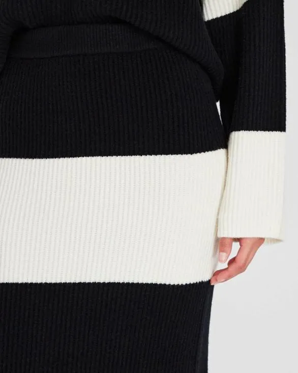 Club Monaco Skirts Striped Wool Blend Midi Skirt White Base Stripe 4 8211 Women