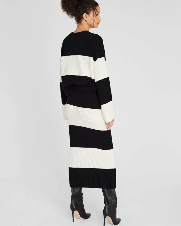 Club Monaco Skirts Striped Wool Blend Midi Skirt White Base Stripe 4 8211 Women
