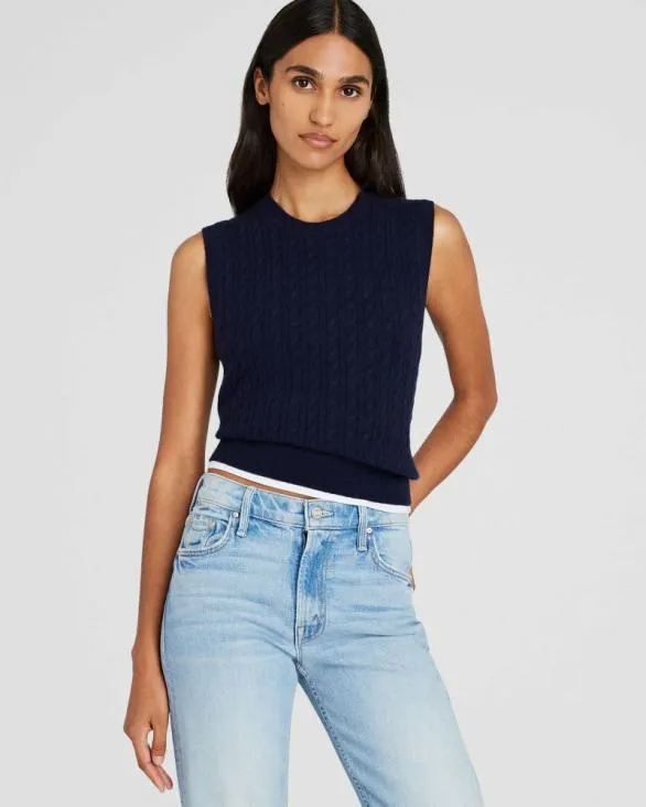 Club Monaco Sweaters Cashmere Mini Cable Shell Navy 8211 Women