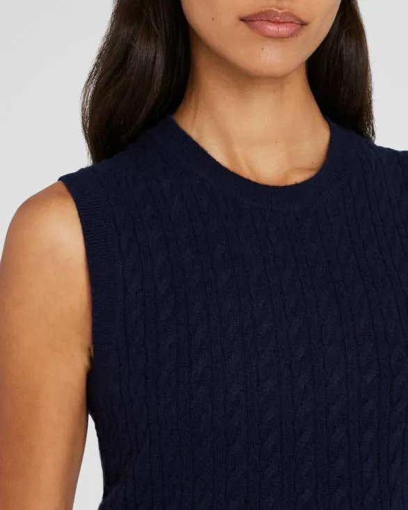 Club Monaco Sweaters Cashmere Mini Cable Shell Navy 8211 Women