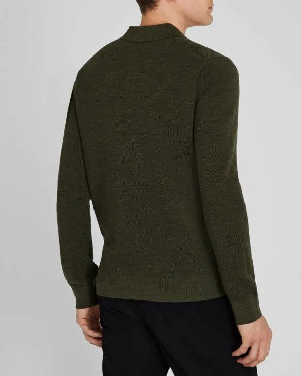 Club Monaco Sweaters LongSleeve Stitch Wool Polo Olive 8211 Men