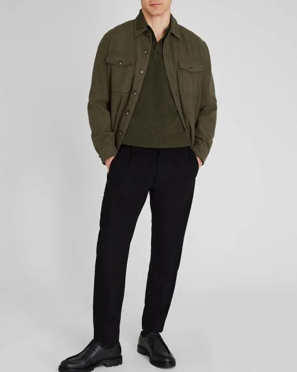 Club Monaco Sweaters LongSleeve Stitch Wool Polo Olive 8211 Men