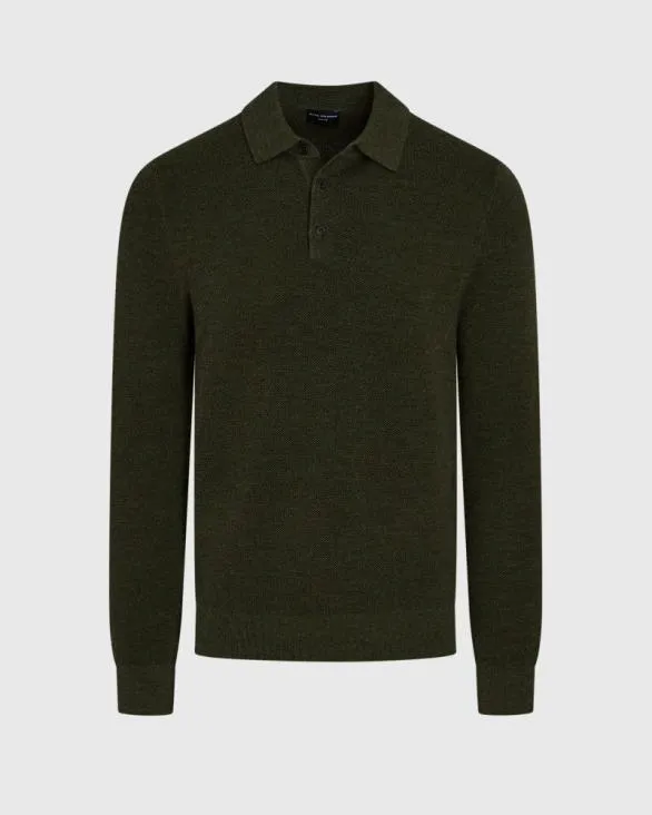 Club Monaco Sweaters LongSleeve Stitch Wool Polo Olive 8211 Men