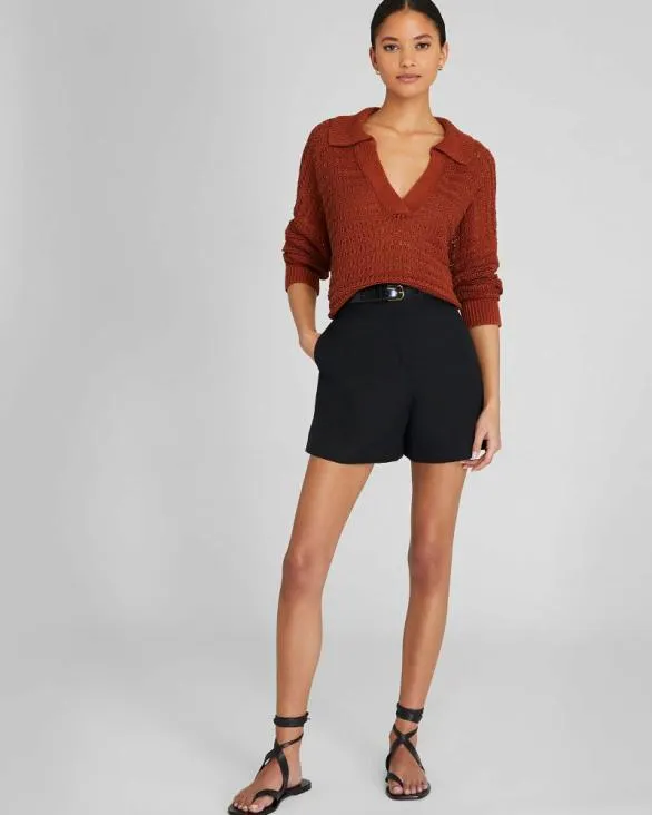 Club Monaco Sweaters Mixed Stitch Oversized Johnny Collar Sweater Burnt Orange 8211 Women