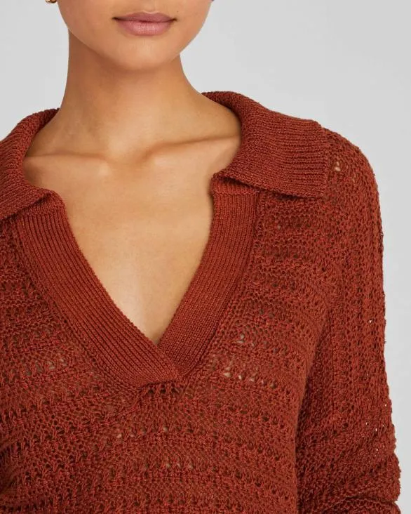 Club Monaco Sweaters Mixed Stitch Oversized Johnny Collar Sweater Burnt Orange 8211 Women