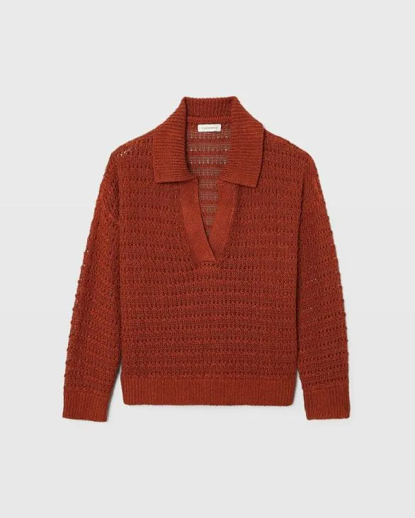 Club Monaco Sweaters Mixed Stitch Oversized Johnny Collar Sweater Burnt Orange 8211 Women