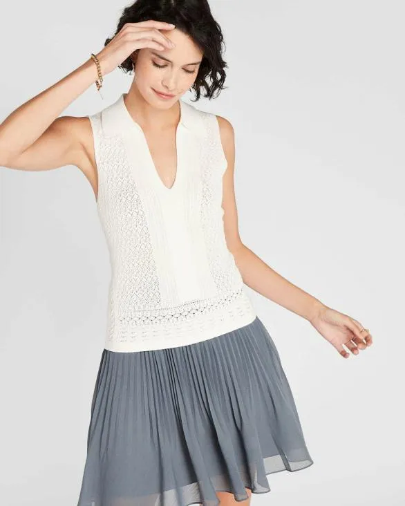 Club Monaco Sweaters Sleeveless Johnny Collar Sweater White 8211 Women