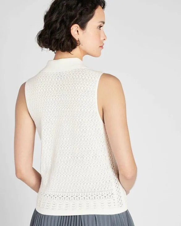 Club Monaco Sweaters Sleeveless Johnny Collar Sweater White 8211 Women