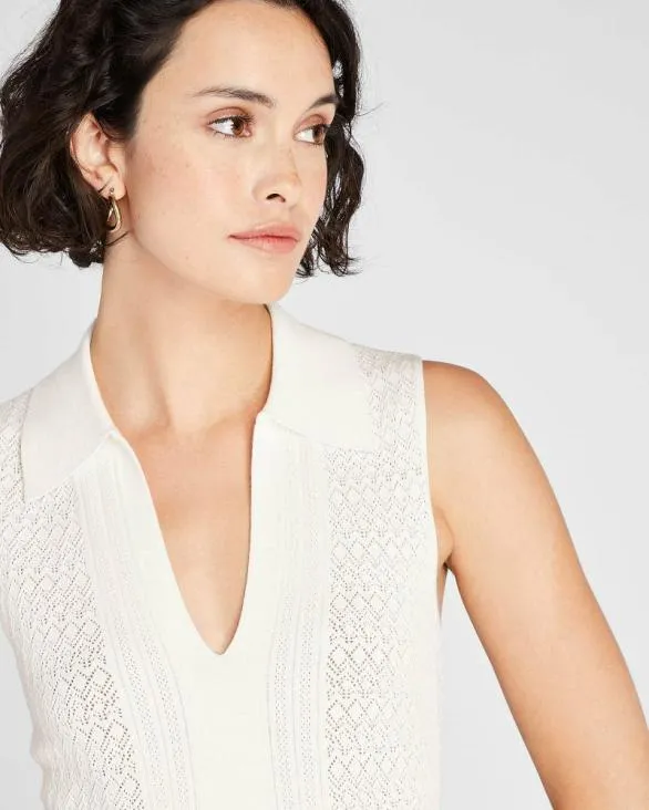 Club Monaco Sweaters Sleeveless Johnny Collar Sweater White 8211 Women