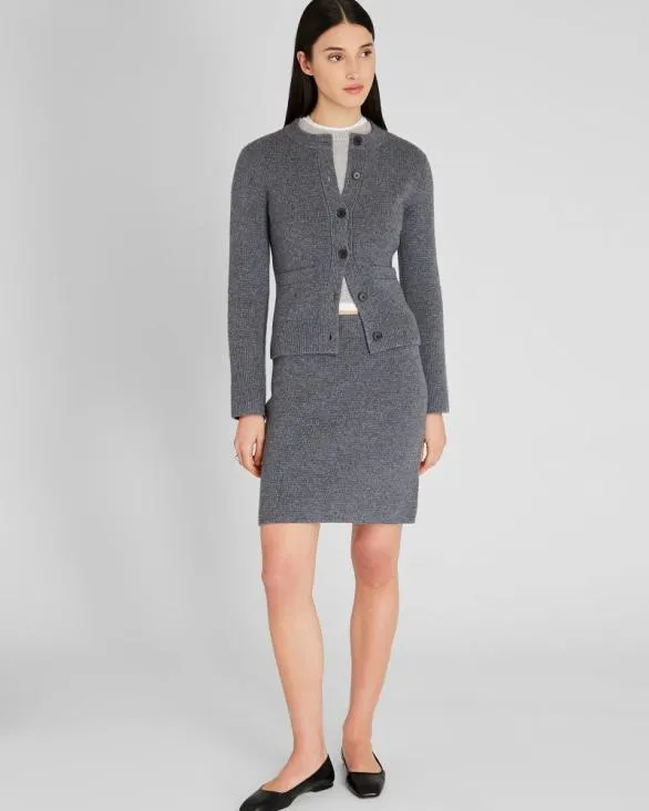 Club Monaco Sweaters WoolCashmere Blend Milano Stitch Cardigan Charcoal 8211 Women