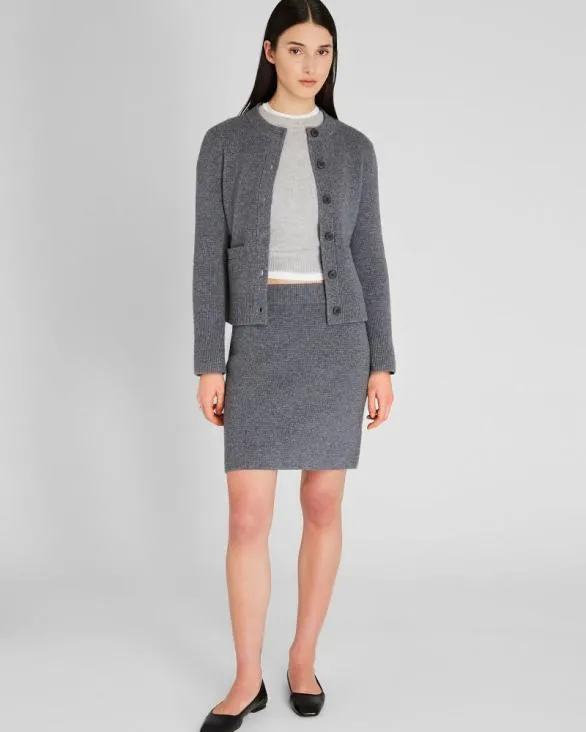 Club Monaco Sweaters WoolCashmere Blend Milano Stitch Cardigan Charcoal 8211 Women