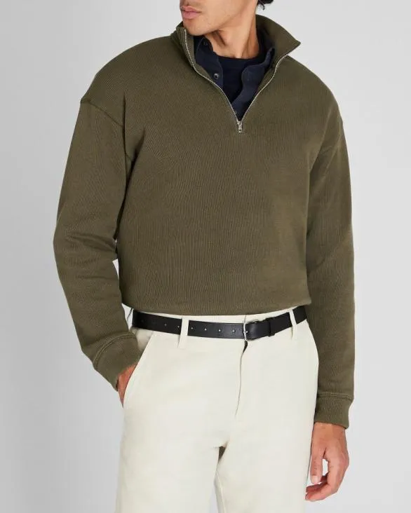 Club Monaco Sweatshirts and Lounge Rib Knit QuarterZip Olive 8211 Men