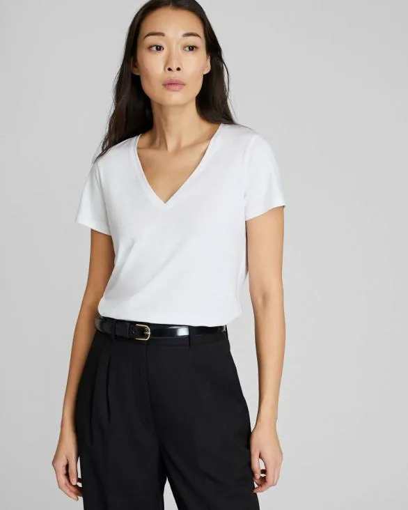 Club Monaco Tees The VNeck Tee White 8211 Women