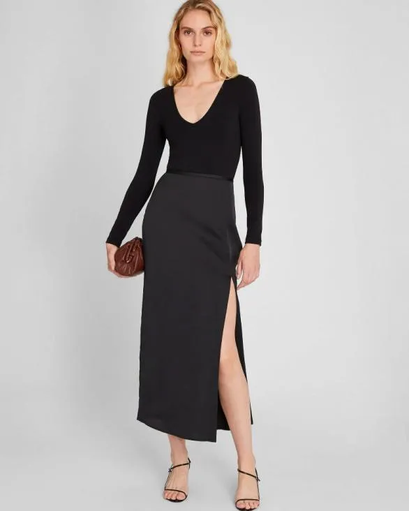 Club Monaco Tops Long Sleeve VNeck Bodysuit Black 8211 Women