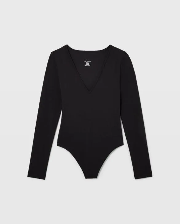 Club Monaco Tops Long Sleeve VNeck Bodysuit Black 8211 Women