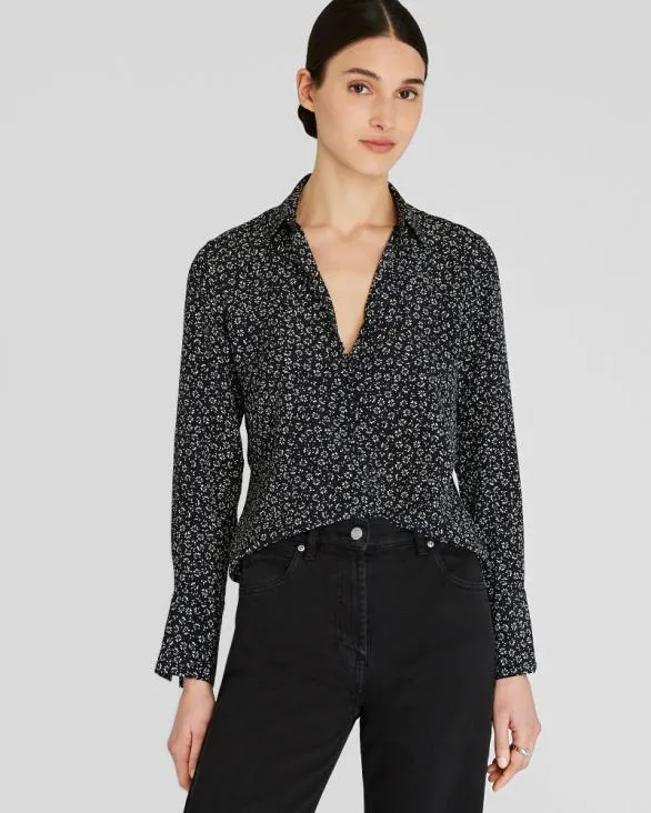 Club Monaco Tops Printed Helek Silk Shirt Black Base 8211 Women